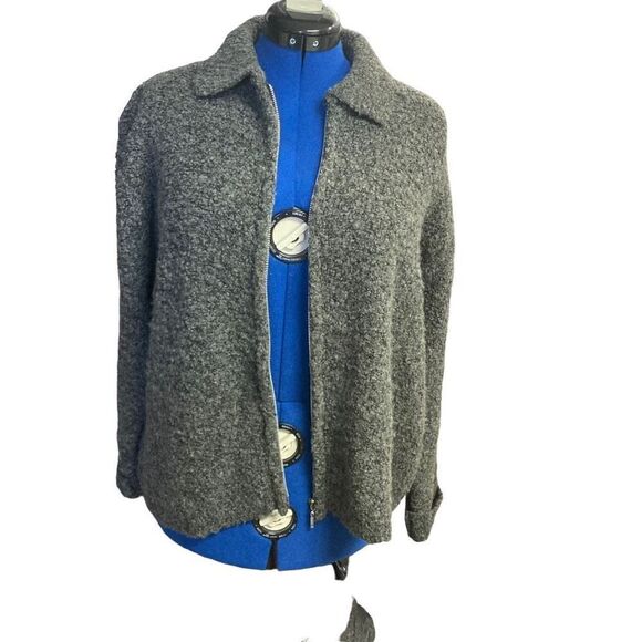 CAROLYN TAYLOR Essential VINTAGE ForBy Design Women’s Zipper Sweater Gray Large - Picture 1 of 11